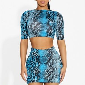 Naked Wardrobe Snake Bite Mini Skirt in Malibu Snake